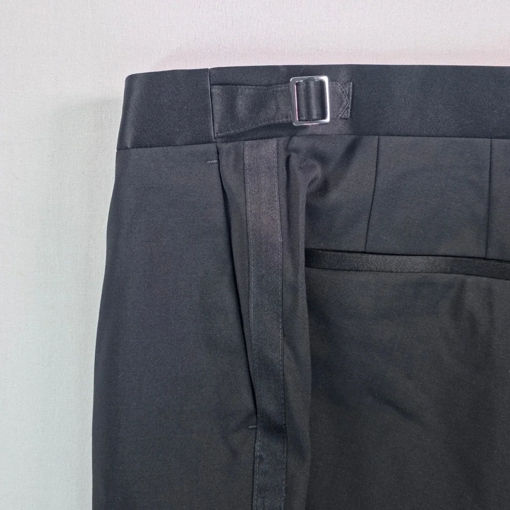 Hugo Boss Men Genius Slim Fit Tuxedo Pant 30R Black Formal Satin Trim Luxury NWT